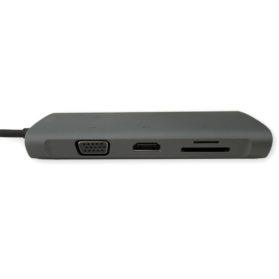 Hub USB Tipo C 10 en 1 con HDMI VGA RJ45 Gigabit